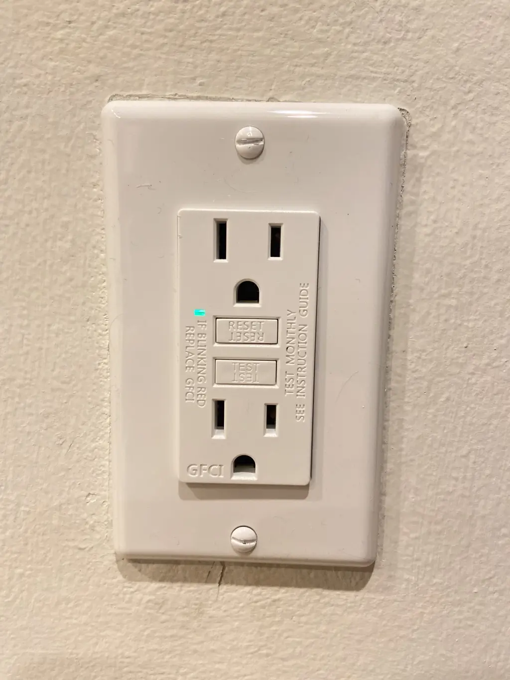 New GFCI outlet installed